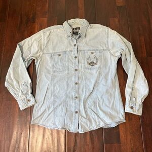 Harley Davidson Biker Blues Corduroy Long Sleeve Button Up Women’s Large Y2K